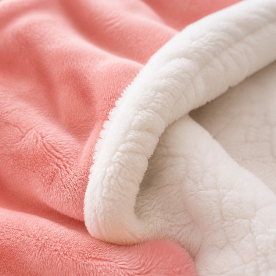 Macro of Tovelle pink flannel and white sherpa